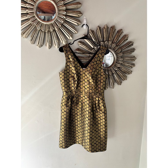 J. Crew Dresses & Skirts - J.Crew Gold Metallic Polka Dot Jacquard Fit Flare Party Dress 8